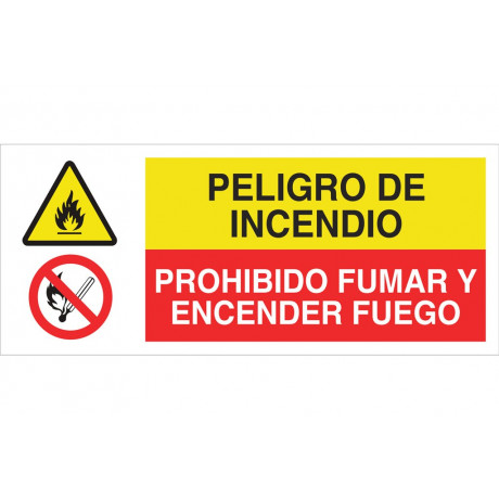 Se Al Combinada Peligro De Incendio Prohibido Fumar Y Encender Fuego