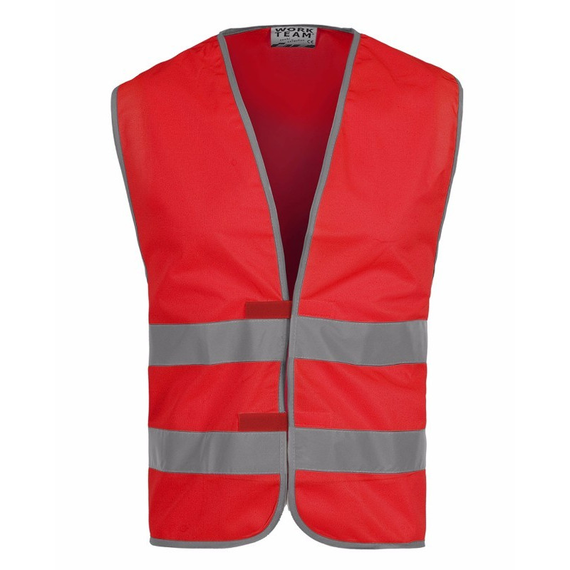 Chaleco Rojo De Seguridad Con Cintas Reflectantes WORKTEAM HVTT02