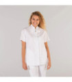 Blouse de femme blanche avec col et poches masquées, en tissu SARGA avec détails COOLMAX MAITE UNIFORMES GARY'S 659800