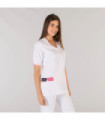 Blouse femme pour travaux sanitaires, design blanc avec détails de couleur, MICROFIBRA CRIS UNIFORMES GARY'S 662500 tissu