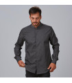 Camisa de hombre con cuello mao y mangas largas, tejido popelín SLIM FIT LEONE UNIFORMES GARY'S 299300