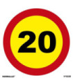 Road sign maximum speed limit 20km PVC 0.7mm 500x500mm