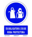 Sign of obligation in Catalan "És Obligatori L ́Ús de Roba Protectora" SEKURECO