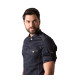 Chaqueta de cocina hombre con mangas roll-up y cuello de tirillas, tejido TEJANO 65% CO 32% PES 3% EA MORAN 946600