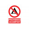 Señal de prohibición para acampar (texto y pictograma) COFAN