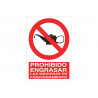 Placa proibindo lubrificação de máquinas em funcionamento COFAN