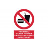 Signe interdisant de manger et de boire sauf dans les zones autorisées par le COFAN
