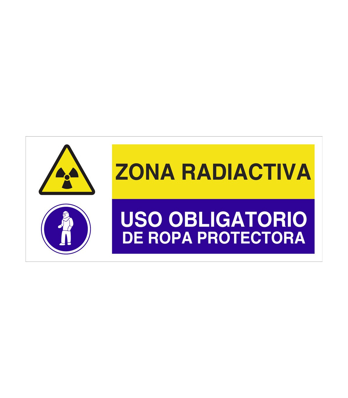 Señal combinada ZONA RADIACTIVA - USO OBLIGATORIO DE ROPA PROTECTORA,  comprar online