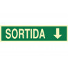 Signal en catalan: Sortida baix 400x 100 mm luminiscent COFAN