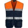 Gilet tipo Safari combinato con nastri riflettenti WORKTEAM C4010