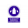 Obligation sign for the mandatory use of aprons and sleeves in chemical products COFAN