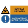 Señal combinada materias irritantes y uso obligatorio de protección