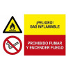 Señal combinada peligro gas inflamable y prohibido fumar y encender fuego