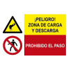 Señal combinada peligro cargue y descargue y prohibido el paso