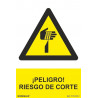 Señal ¡Peligro! Riesgo de Corte Con Tintas UV