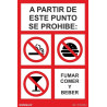 From this point on it is prohibited: smoking, eating and drinking, prohibition sign SEKURECO