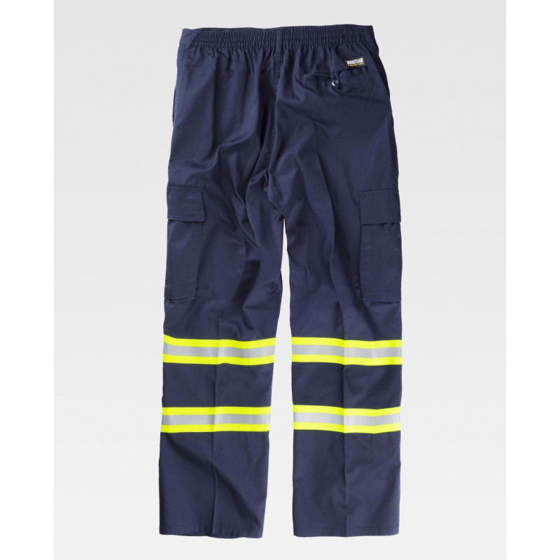 Gerade Hose mit reflektierenden fluoreszierenden Bändern WORKTEAM Combi B1436