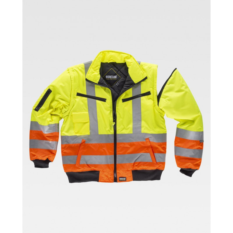 Piloto impermeable Flúor WORKTEAM con mangas desmontables