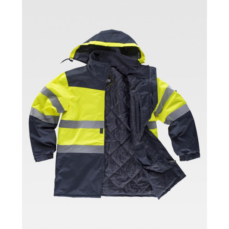 Parka acolchada de alta visibilidad con cuello alto revestido en polar WORKTEAM