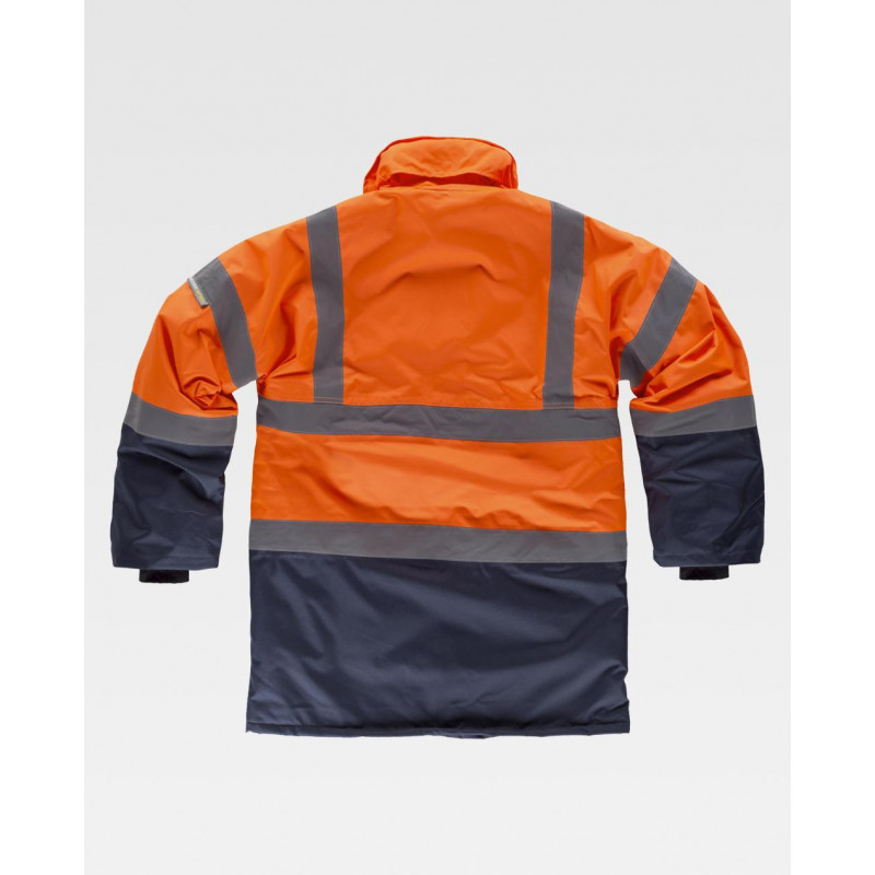 Parka avec fermeture à glissière en nylon caché et convertible Haut Visibilité cou WORKTEAM C3710