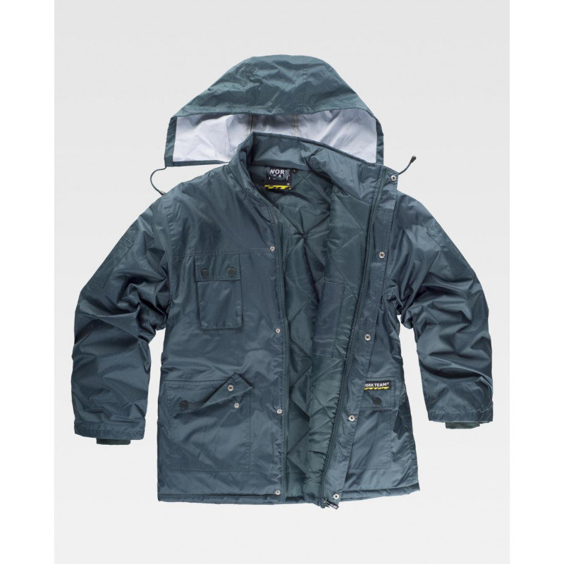 Parka acolchada en tejido Oxford con cuello alto