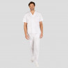 Unisex sanitary set with V-neck in white twill GARY'S