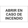 Señal de seguridad Abrir en caso de incendio con capa luminiscente 130 x 80 mm  (Pack de 10) SEKURECO