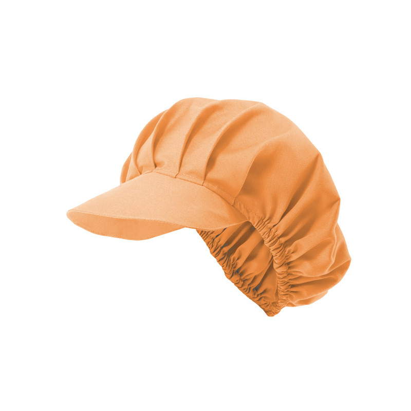 Gorro de cocina naranja claro con visera rígida y vivos VELILLA Serie P404004