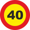 Verkehrsschild aus Metall, Höchstgeschwindigkeit 40 km/h, Durchmesser 500 mm