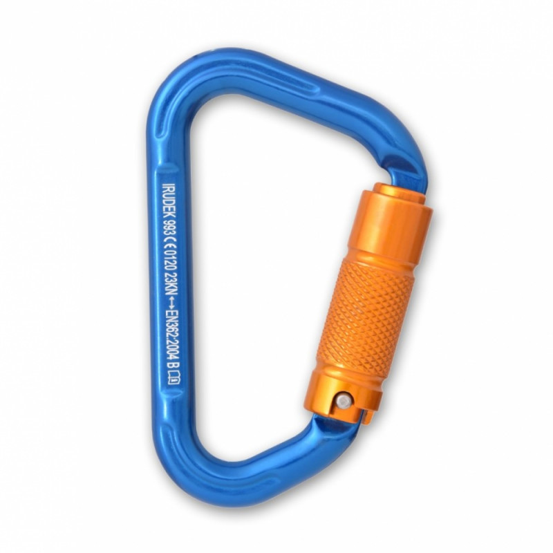 Mosquetón de aluminio forjado, con cierre automático Twist-Lock IRUDEK 993 Blue