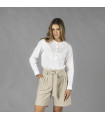 Women's linen/cotton Mao collar shirt Kaula 210006