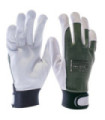 Gants en cuir de coton vert et fermeture velcro ENTRIMO