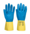 Doppelschichtiger Latexhandschuh mit geprägtem Anti-Rutsch-Gelb/Blau PORTWEST