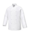 Giacca da cucina 100% cotone traspirante Sussex, manica lunga bianca PORTWEST C836