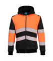 Classe 1 PW3 Maglione polare invernale con zip e cappuccio e nastri riflettenti PORTWEST PW377