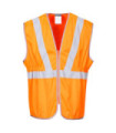 Hohe Sicht lang Weste RIS Polyester orange mit reflektierenden Bändern PORTWEST RT20