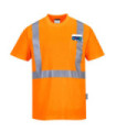 Camiseta de alta visibilidad de tejido transpirable con bolsillo y cintas reflectantes PORTWEST S190