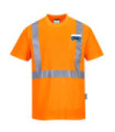 Transpirable Stoff High Sicht T-Shirt mit Tasche und reflektierenden Bändern PORTWEST S190