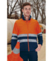 Chaqueta softshell bicolor de alta visibilidad desmontable a chaleco, mangas largas, con cintas reflectantes VALENTO WHEELO